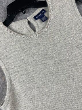 Ann Taylor Lambswool Angora Blend Beaded Quiet Luxury Timeless Sweater Tank - L